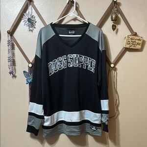 Black and Gray Athletic Hockey Jersey Shirt